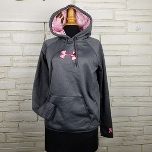 Under Armour Womens Hoodie Pink Camo Sz Small Breast Cancer Ribbon Fleece Lined